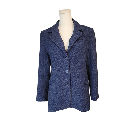 Mary Flaherty Jackets & Blazers - Mary Flaherty Wool Blazer Jacket Herringbone Blue UK 8 US 6 Made‎ in Ireland